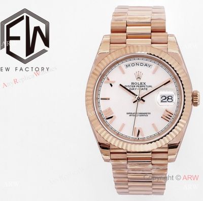 EW Factory Rolex Day-Date 40 mm EW Swiss 2836 Watch Rose Gold Presidential Light Pink Dial